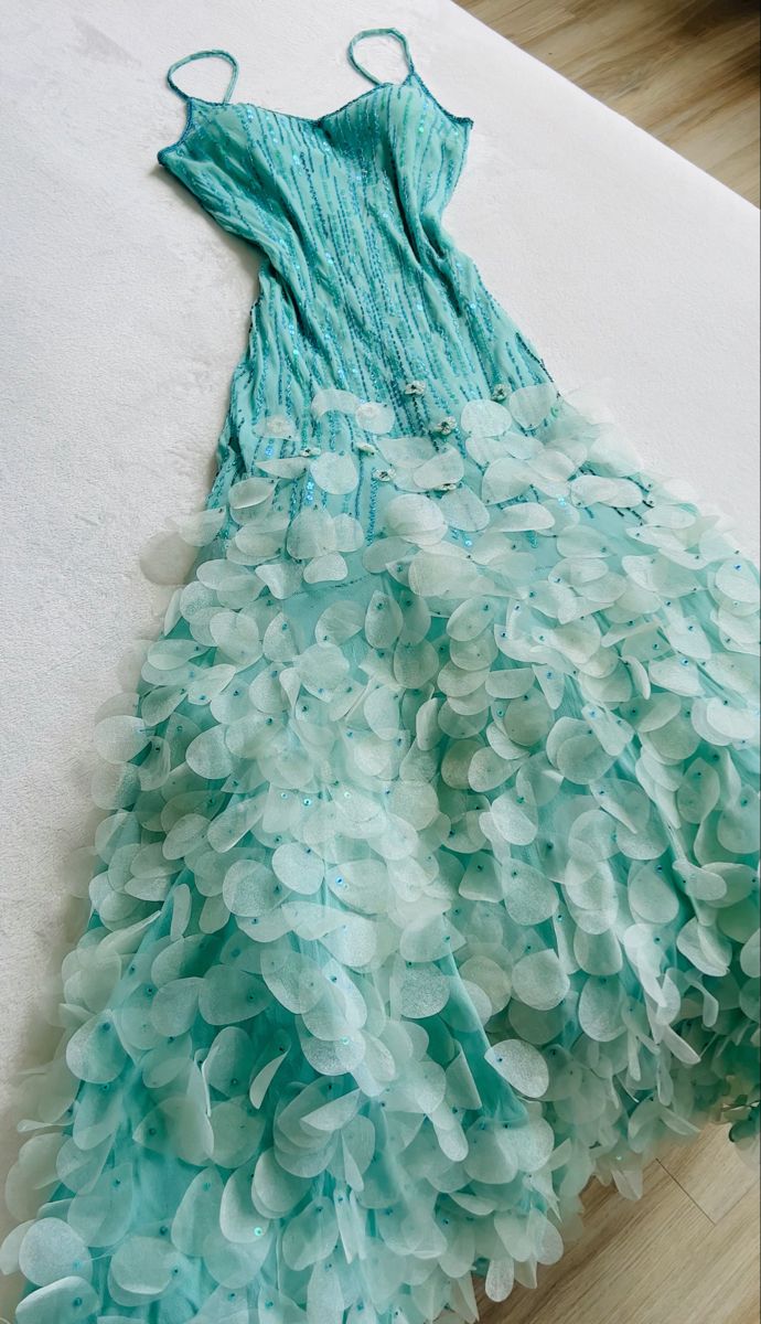 Blue gorgeous beaded long mermaid ball gown evening dress chiffon birthday party dress gh4773