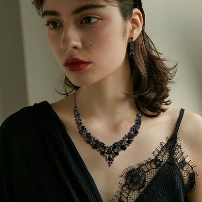 Rhinestone Crystal Necklace and Earrings Set