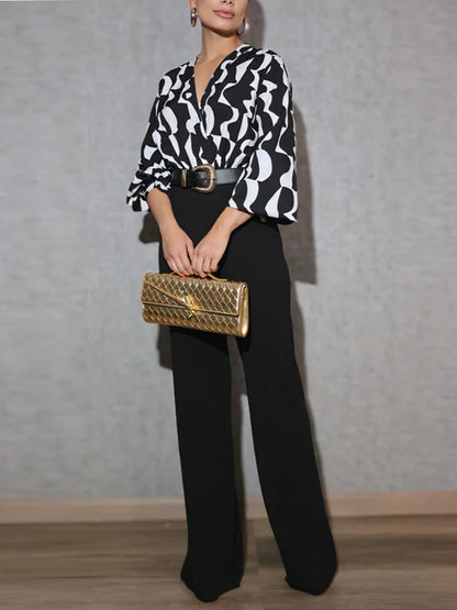 Temperament Waist Printed Women's Jumpsuit