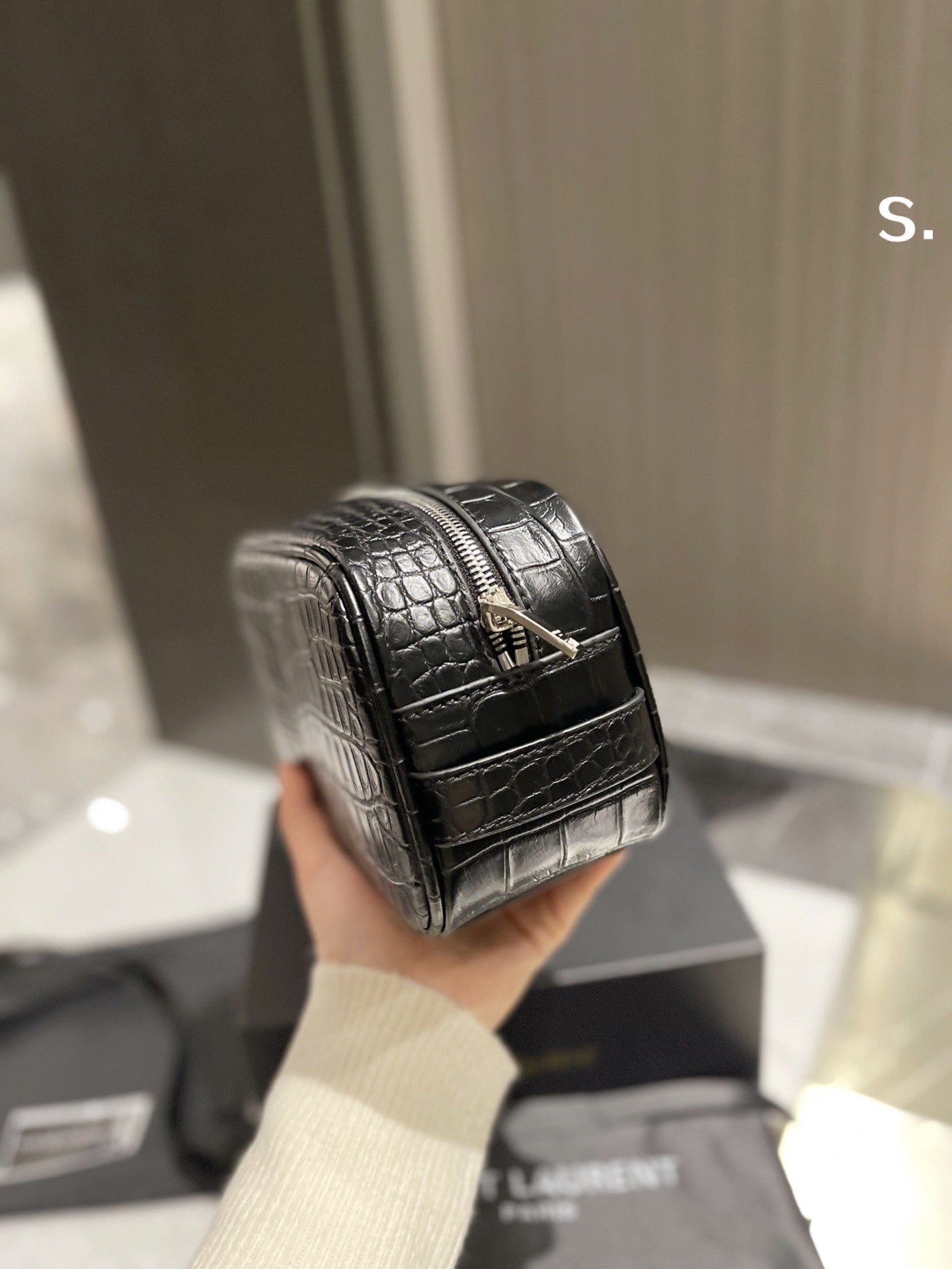 YSL Lou Croc-Embossed Camera Bag