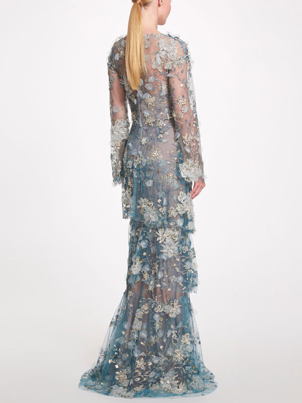 Floral Long Sleeve Gown