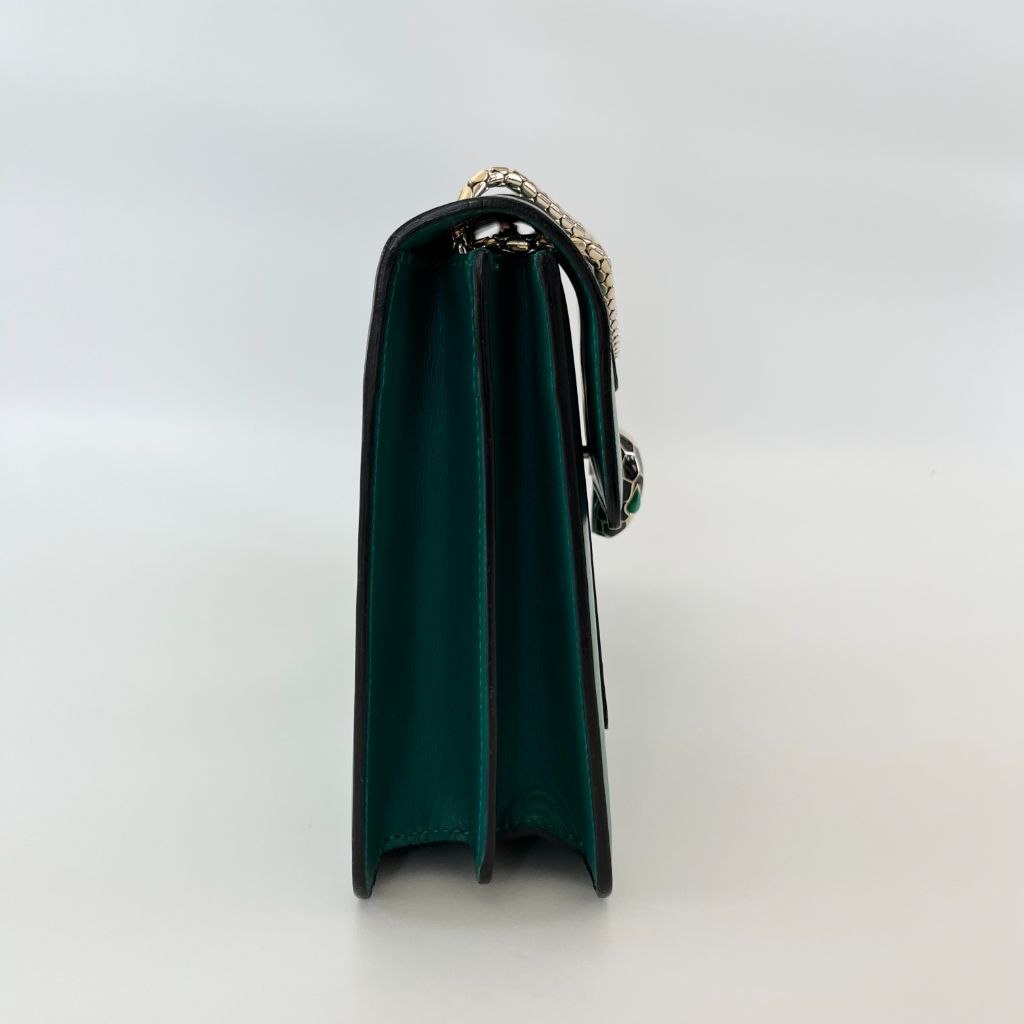 Bvlgari Emerald Green Leather Medium Serpenti Forever Shoulder Bag