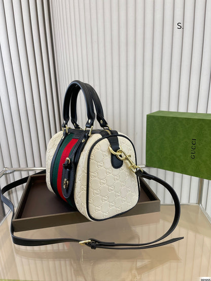 Gucci Dark Brown/Beige GG Canvas and Small Vintage Web Boston Bag