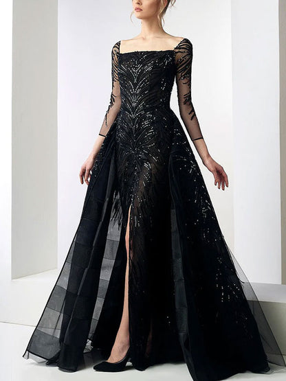 Square Neck Embellished Elegant Swing Women's Dress