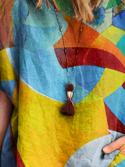 Geometric Print Shorts Women's Suit