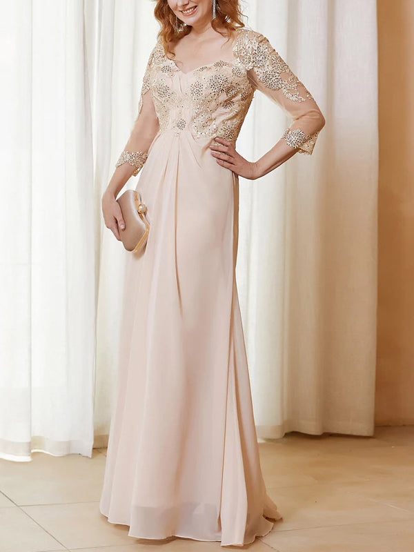 V-neck Lace Solid Color Maxi Dress