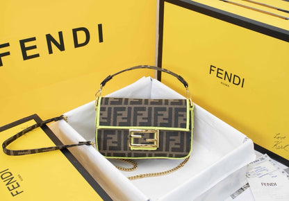 Fendi Baguette Brown Fabric Bag