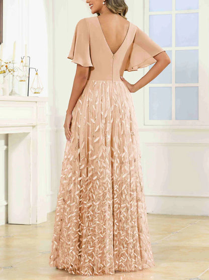 A-Line Sequined Floor-Length Mother of the Bride Dress
