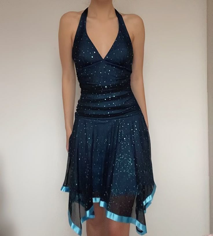 Blue shiny fashion strappy short chiffon ball gown, homecoming dress, party dress gh3509