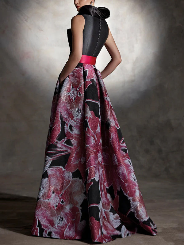 V-Neck Sleeveless Print Maxi Dress