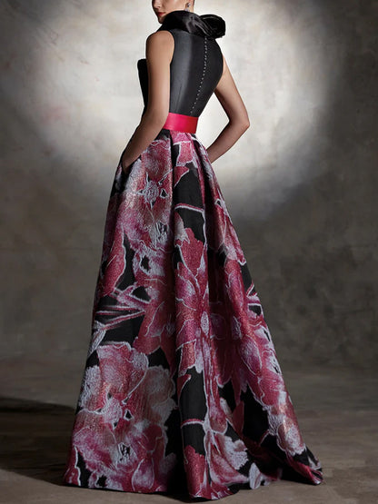 V-Neck Sleeveless Print Maxi Dress