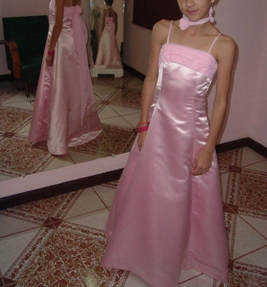 Pink Elegant Fashion Spaghetti Strap Long Satin Ball Gown Evening Dress Party Dress prom dress gh3827