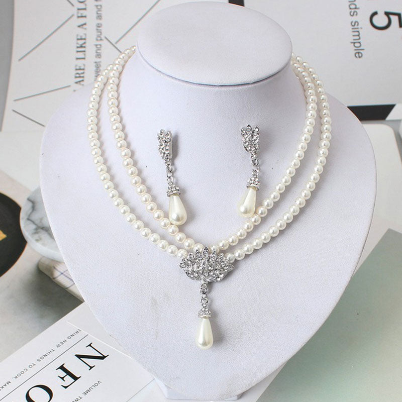 Pearl necklace alloy temperament wedding set