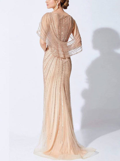 V-Neck Low Back Mother of the Groom Dress