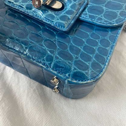 Kwanpen Crocodile Blue Box Bag