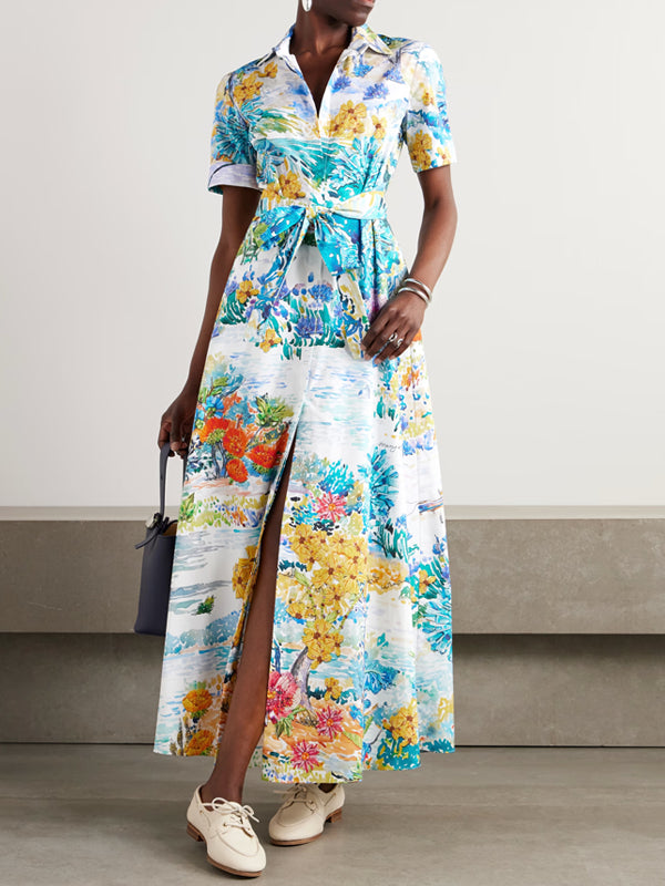 Belted Cotton-poplin Maxi Dress