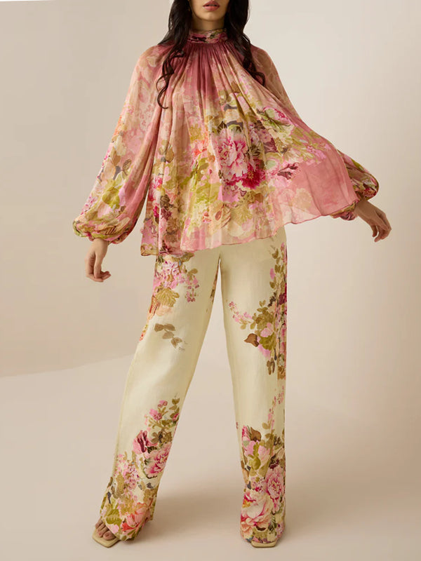 Chiffon Print Temperament Women's Suit