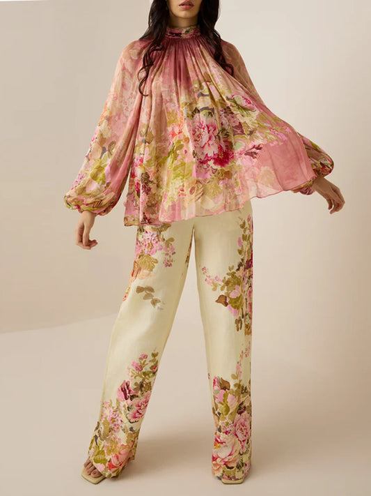 Chiffon Print Temperament Women's Suit