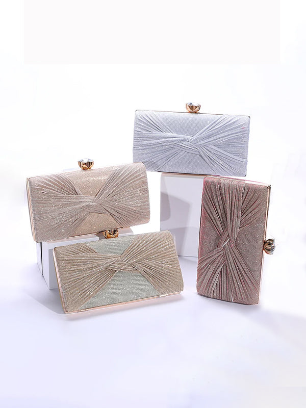Solid Pleated Clutch Box Evening Ladies Bag