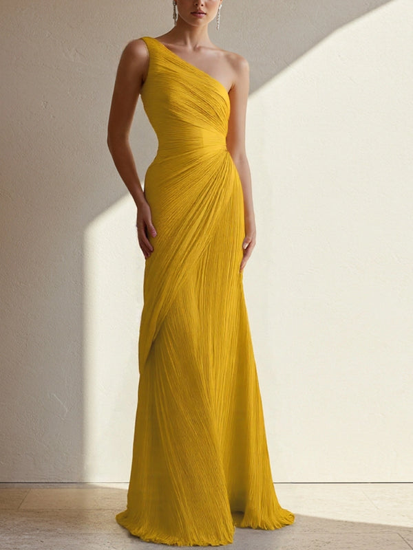Formal Party Prom Dress One Shoulder Maxi Dress