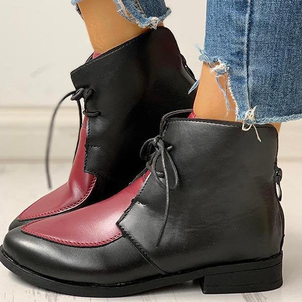 Women's leather boots with front lace-up Martin boots