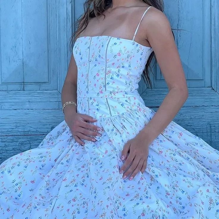 White floral sweet cute elegant long chiffon tube top homecoming dress wedding guest dress birthday party dress gh4083