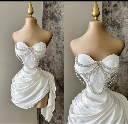 Black Beaded Short Satin Homecoming Dress Prom Dress Birthday Dress gh4931