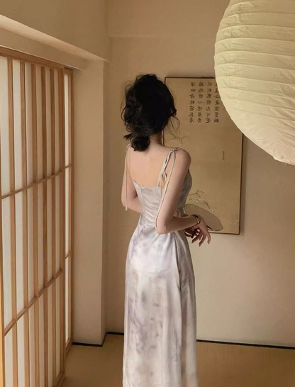 French lace-up suspenders sexy slim dress for women summer exposed waist hollow design skirt  ED0103