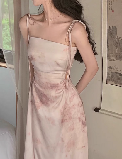 French lace-up suspenders sexy slim dress for women summer exposed waist hollow design skirt  ED0103