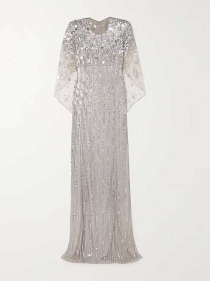 Mesh Sequins Maxi Dress