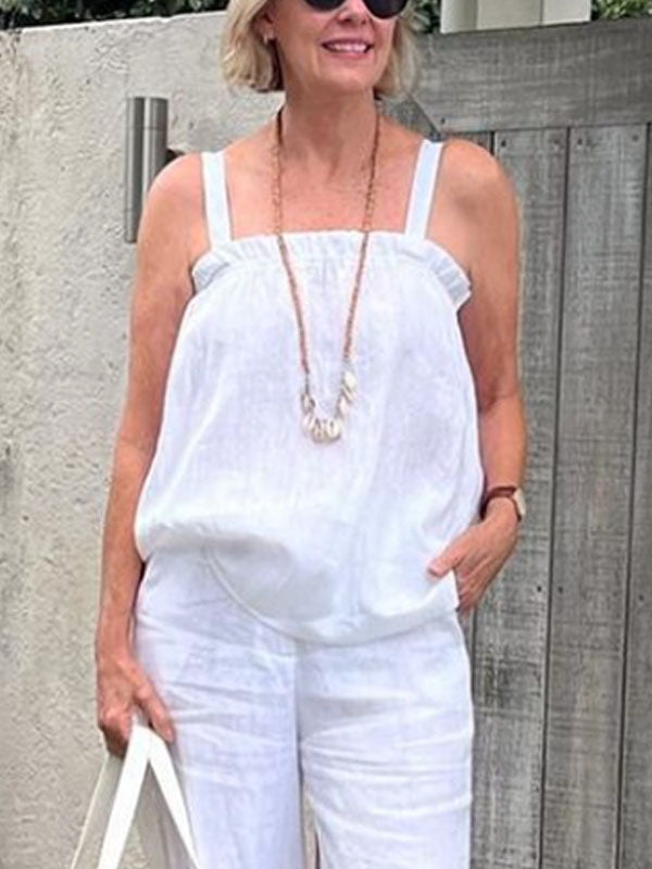 Suspender Cotton Linen Women's Suits