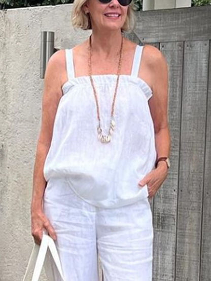 Suspender Cotton Linen Women's Suits