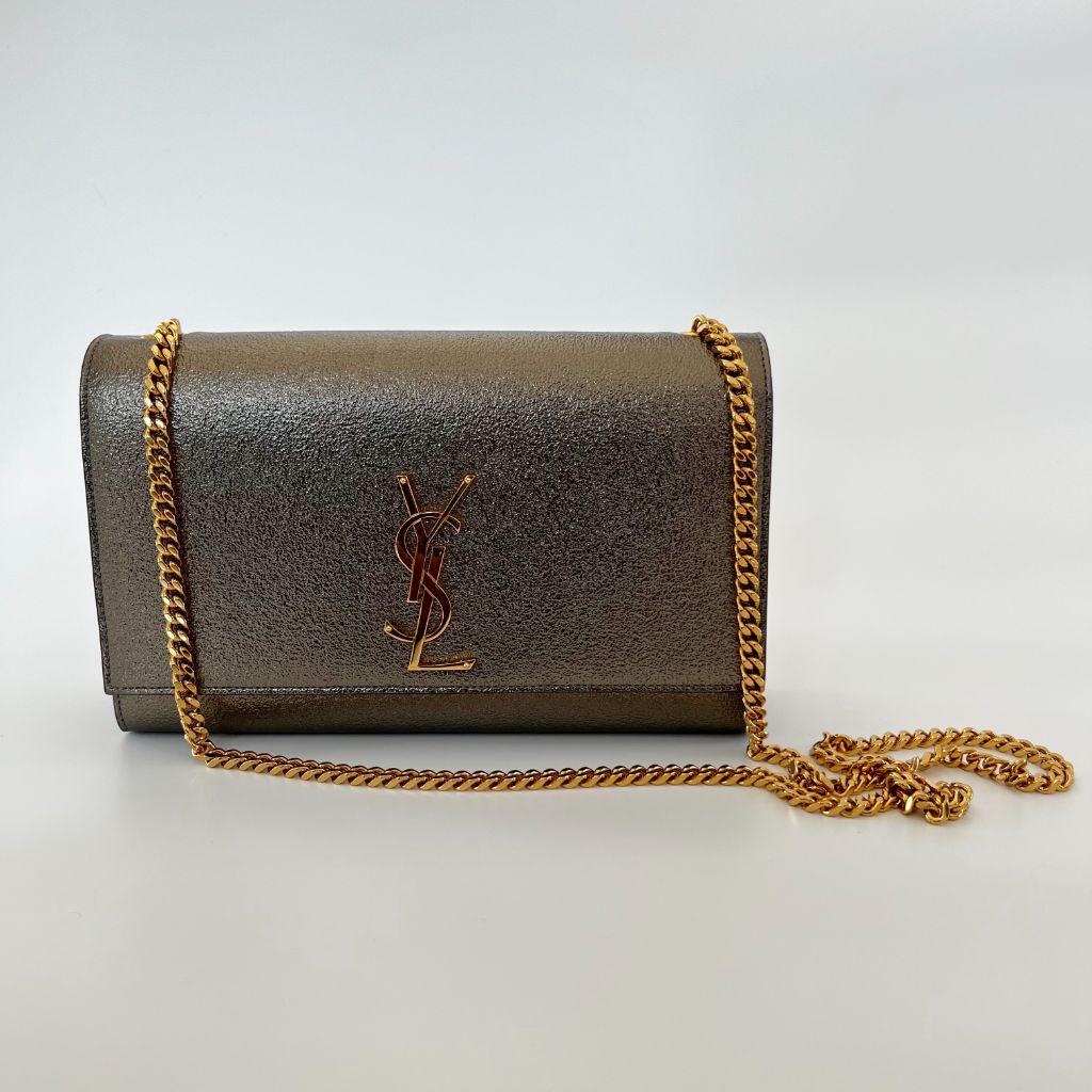 Saint Laurent Bronze Textured Leather Medium Kate Bag