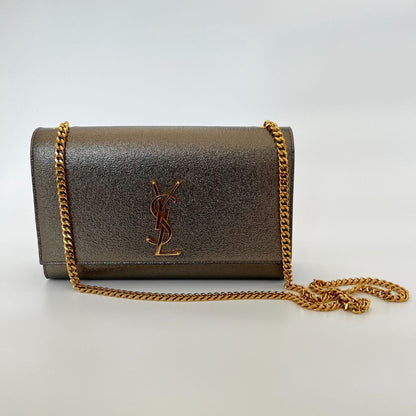 Saint Laurent Bronze Textured Leather Medium Kate Bag