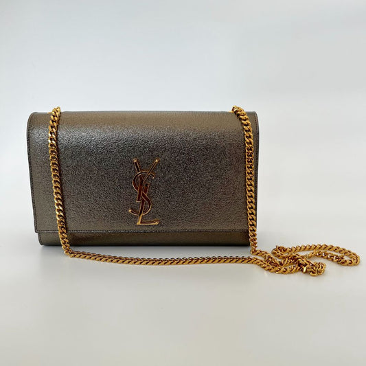 Saint Laurent Bronze Textured Leather Medium Kate Bag