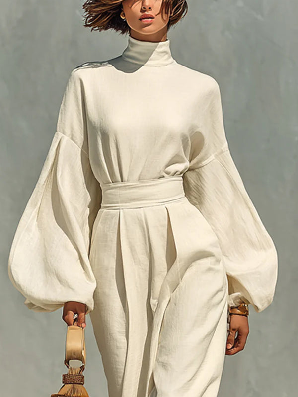 Temperament Lantern Sleeve Elegant Ladies Dress