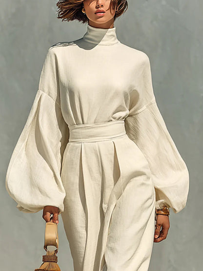 Temperament Lantern Sleeve Elegant Ladies Dress