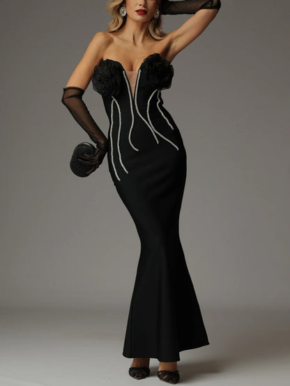 Solid Color Tube Top Maxi Dress