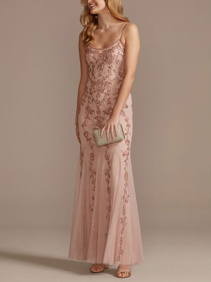 Beaded Paghetti Strap Scoopneck Heath Dress