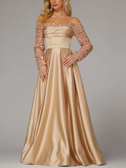 Tube Top Solid Color Sequins Maxi Dress