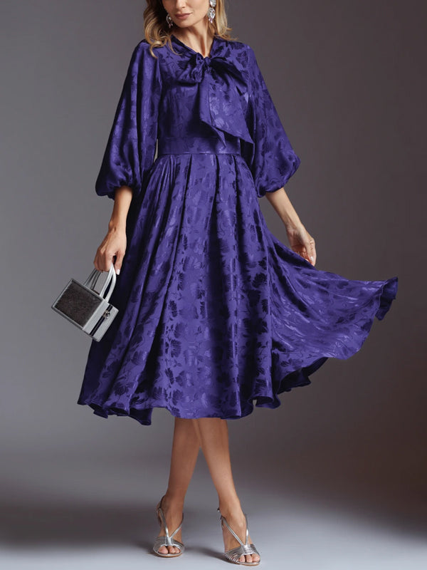 Lace-Up Print Midi Dress