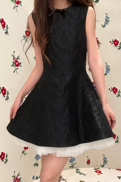 loveedsTM-Round Neck Sleeveless Lace Waist Mesh Tulle Puffy Dress