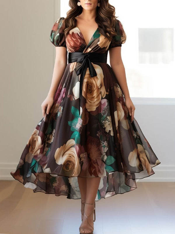 Chiffon Temperament Floral Party Ladies Dress