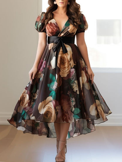 Chiffon Temperament Floral Party Ladies Dress