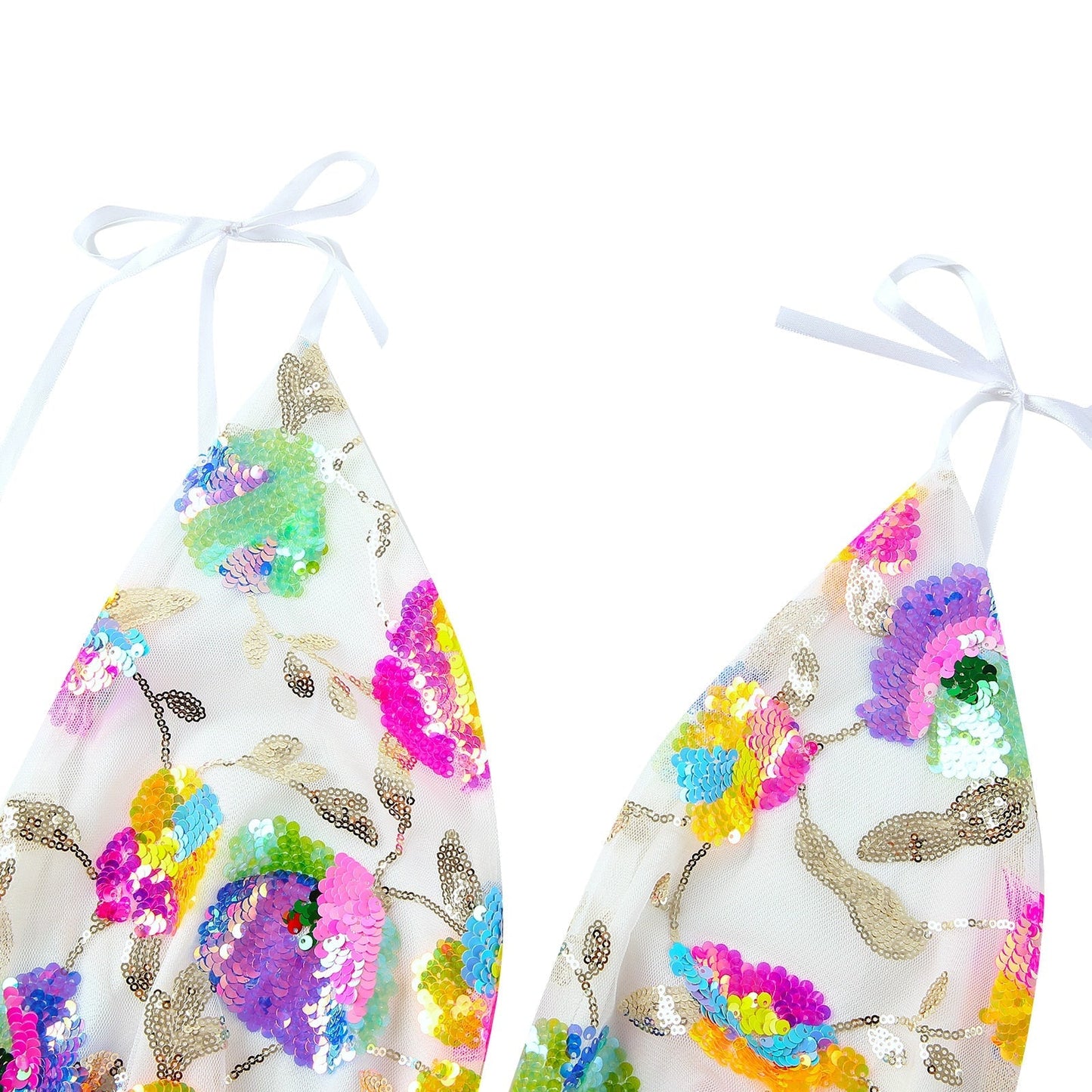 loveedsTM- New Women Backless Elegant Dress Sleeveless Deep V Neck High-Waist Sequined Casual Street Midi Pink White Fashion And Chic S M L