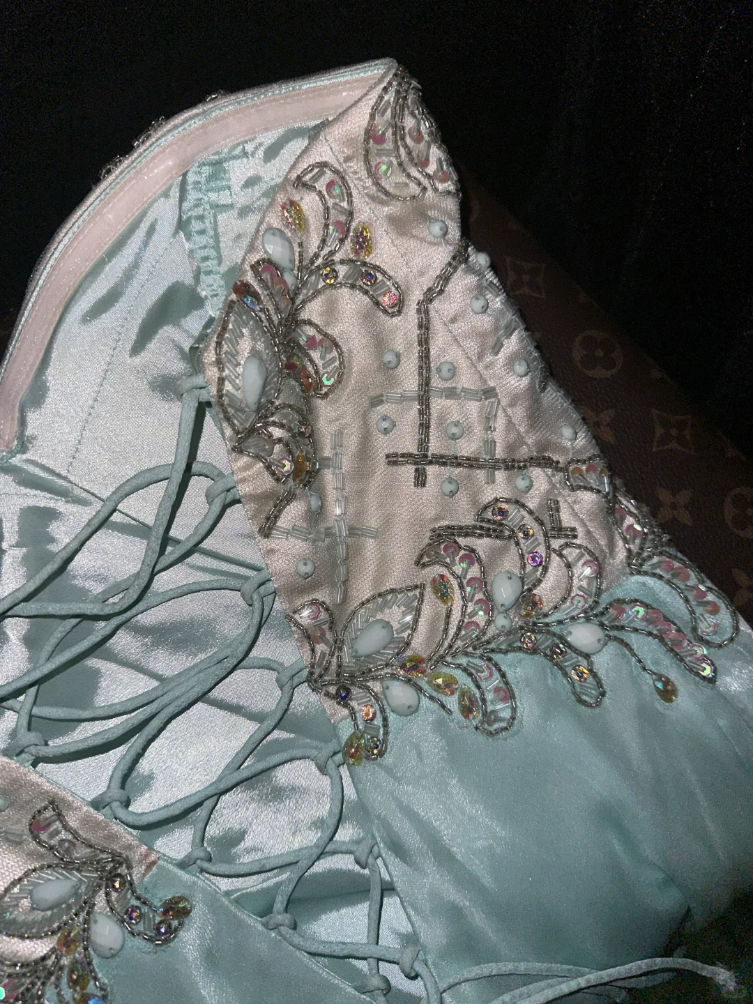 Blue gorgeous beaded long tulle ball gown evening dress gh4416