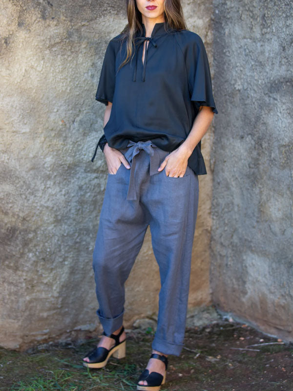 Lace-up Cotton and Linen Comfortable Women's Pants