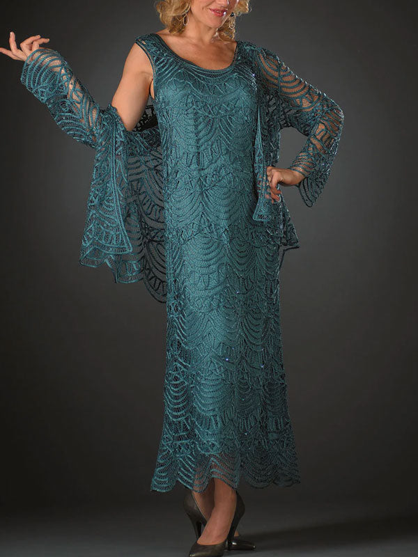 Lace Cardigan Elegant Ladies Dress Suit