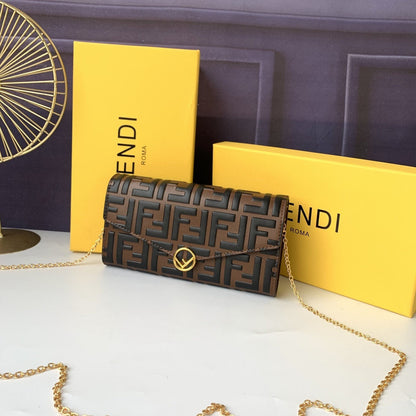 Fendi Continental with Chain – Brown – Clutches