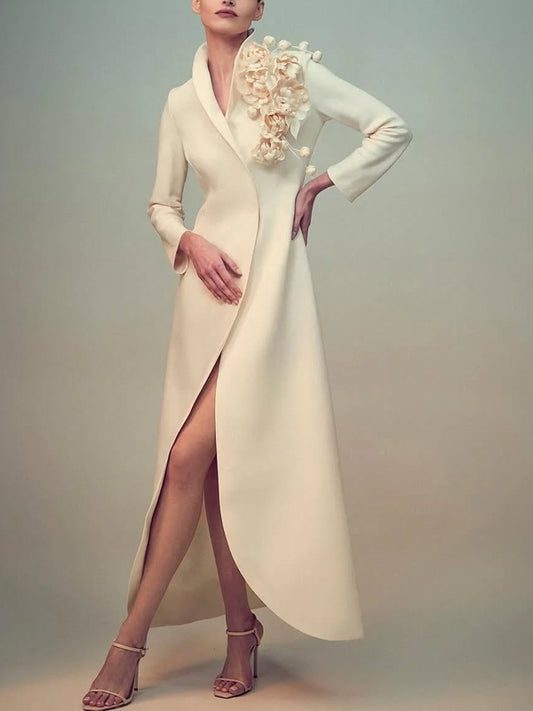 V-neck Solid Color Midi Dress